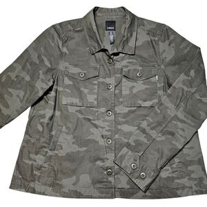 Vuori Ripstop Jacket Womens XL Green Camo Camouflage Cotton Button Up